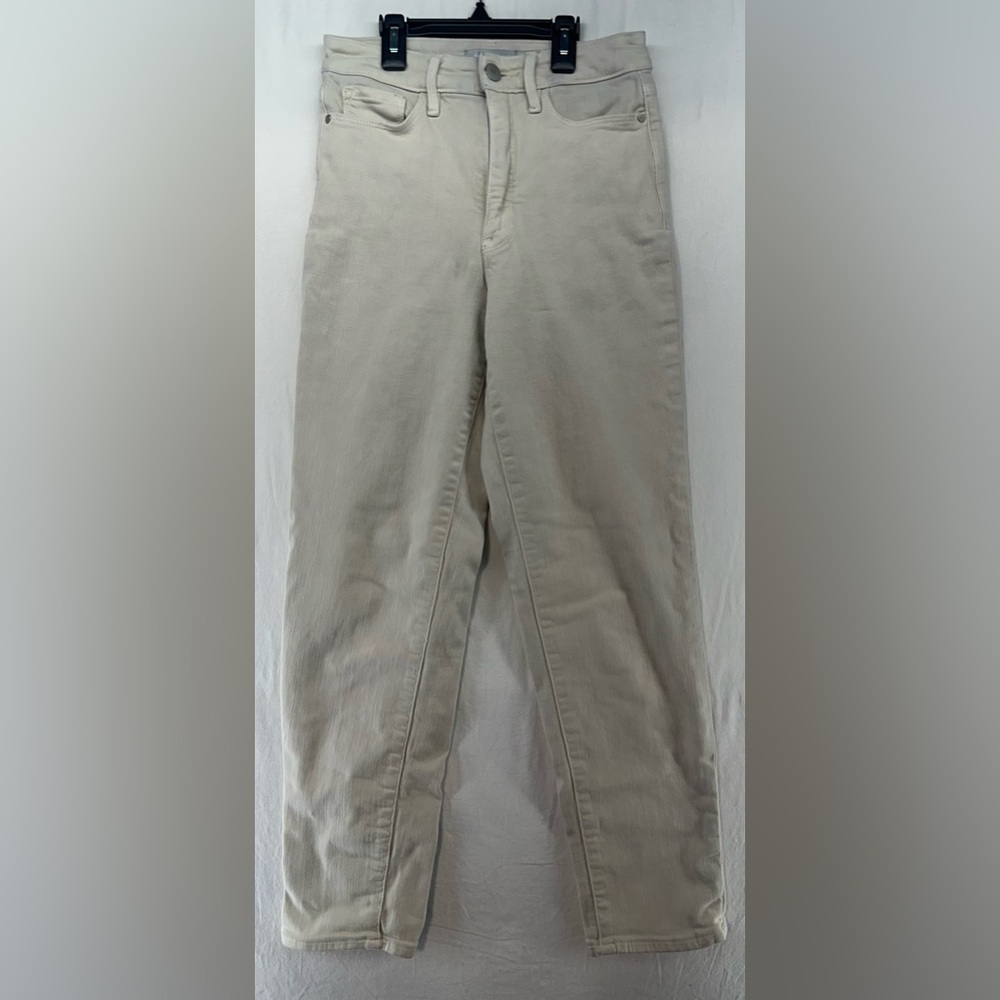 ATHLETA Sculptek Flex Straight Leg Ankle Jeans Stretch 530624 Ivory Size 0 FLAWS